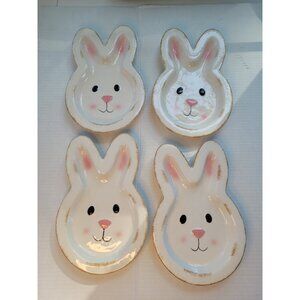 4 EASTER CERAMIC BUNNY PLATES Adorable Rabbit Faces OR EASTER CANDY DISH